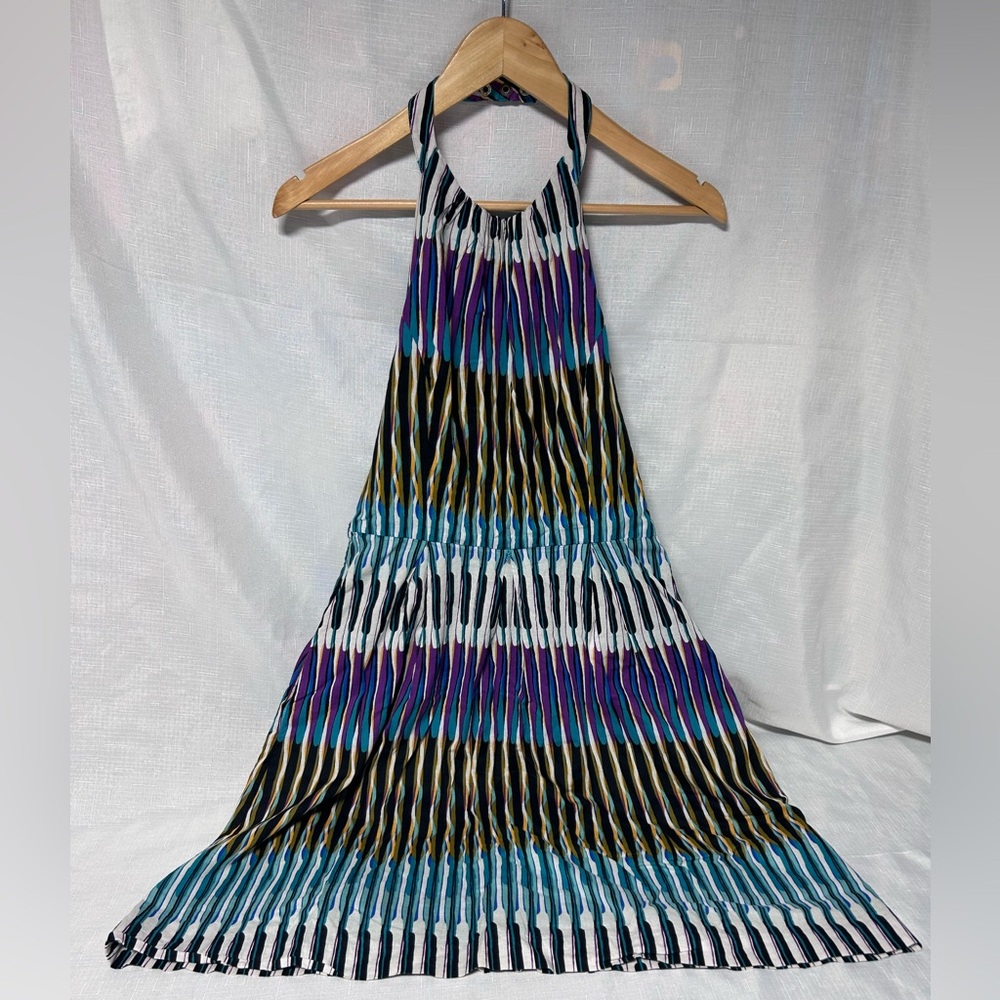 NWOT Eliza J RARE 100% Cotton Halter Maxi Day Dress Sz 8 Drip Dye